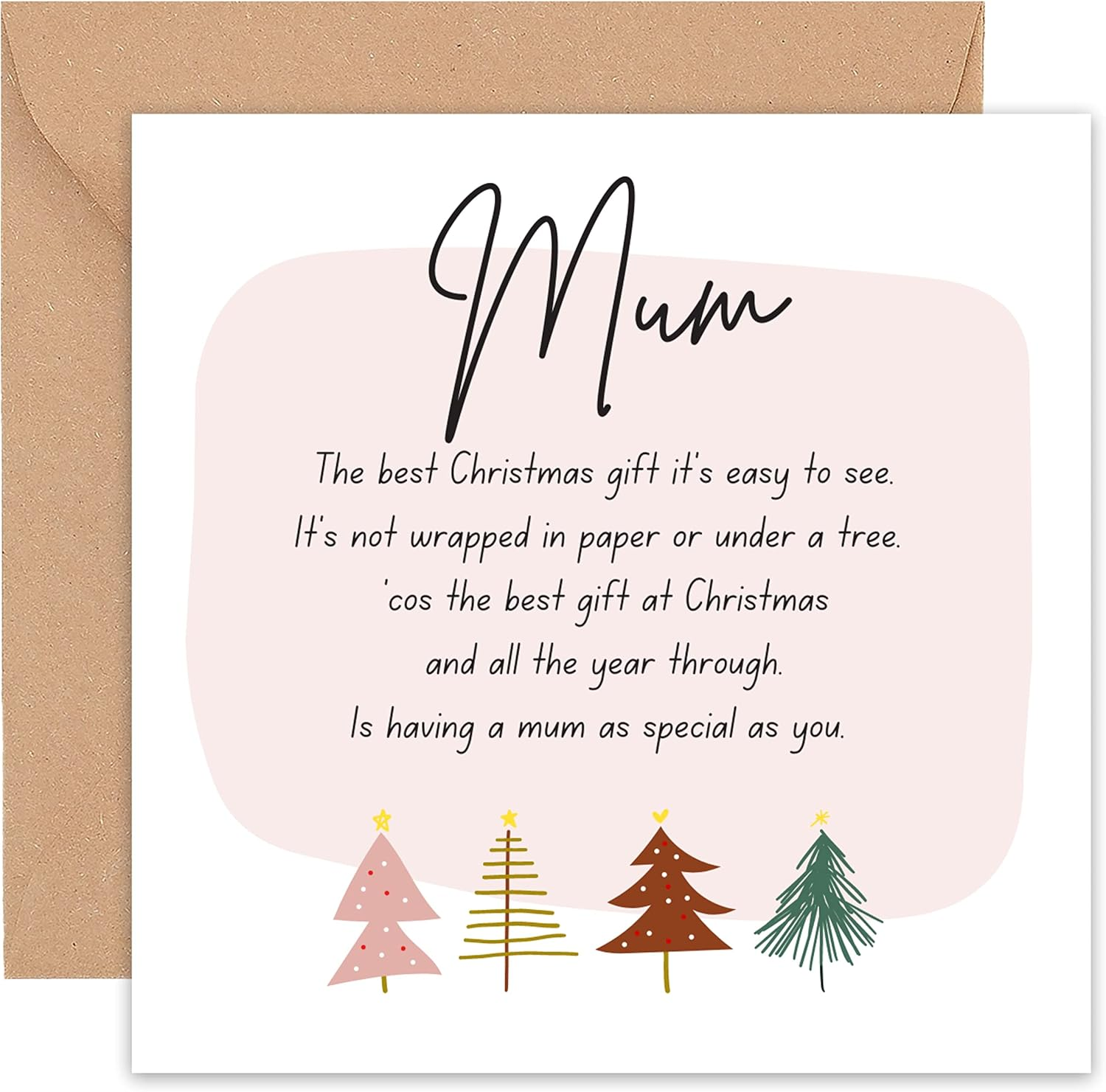 Felbridge Studio - Mum Christmas Card - Mother - Family Christmas Cards - Xmas Card Mum - with Verse - from Son Daughter Both of Us Step - Special Sentimental Large Luxury Fancy Gift 2022-14Cm