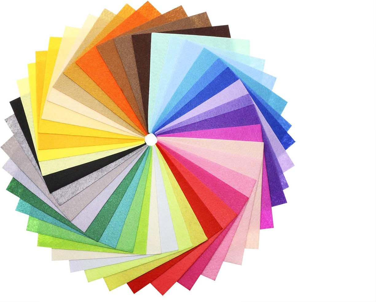 Shapenty 40 Assorted Colors 1MM Thick Small Felt Fabric Sheet Pieces Nonwoven Patchwork Sewing Felt Squares Pack for Kids Adult DIY Art Craft Project, 40PCS (40 Colors, 6 X 6 Inch) image number 3