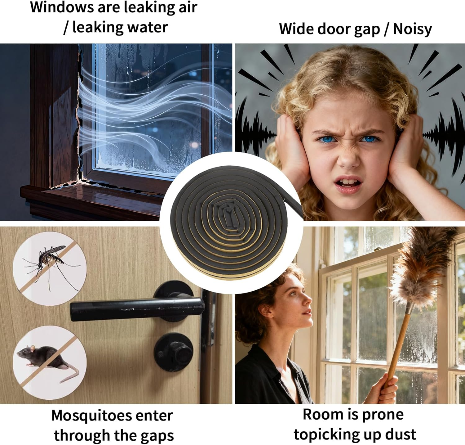 10 Meters Door Seal Strip, 9Mm X 6Mm Self Adhesive Weather Strip for Door and Window Seal, Black Door Weather Strip for Soundproofing, Draft Proof, and Pest Protection image number 2