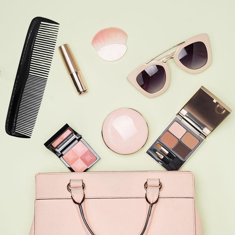 DAZISEN 4 Pieces Hair Combs - Plastic Pocket Combs Fine Dressing Comb Hair Cutting Comb Hairdressing Styling Combs for Women Men - (Yellow+Rose Red+Green+Blue) *4 image number 3