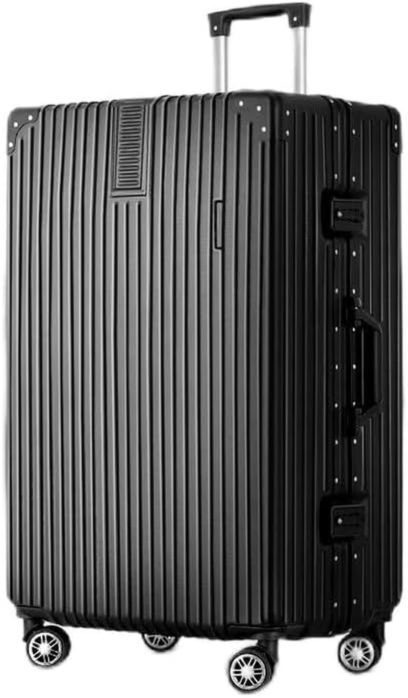 Wanderlite Luggage Set 28" Silver Suitcase Hand Luggages Travel Hard Case Hardside Shell Trolley, Carry on Bag Rolling Lightweight, TSA Lock Aluminium Frame