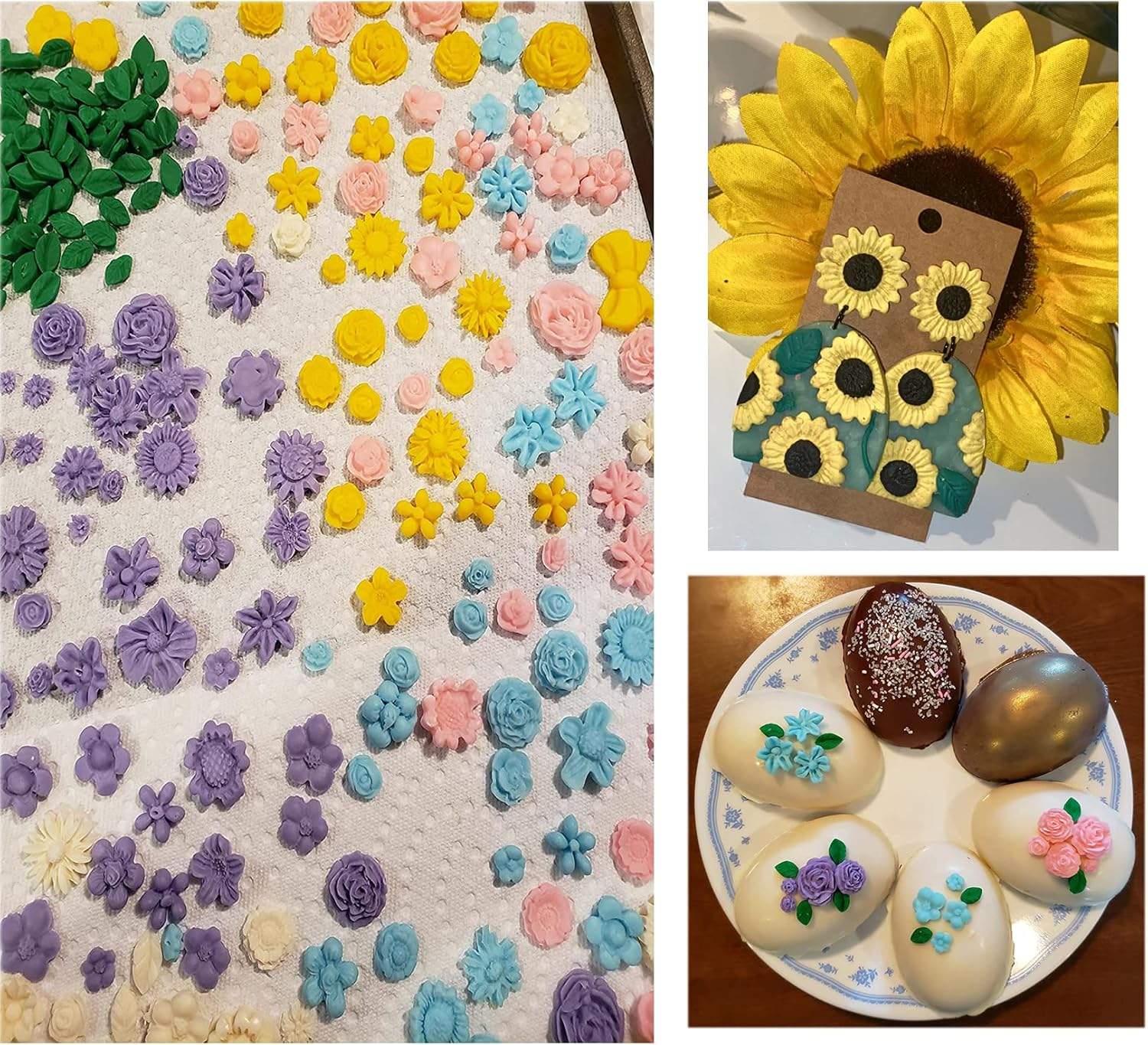 7 Pieces Flower Fondant Mold Set, Mini Flowers Silicone Chocolate Candy Molds for Cake, Cupcake Decorating, Cake Pops, Polymer Clay, Crafting Projects, Candy Melts image number 2