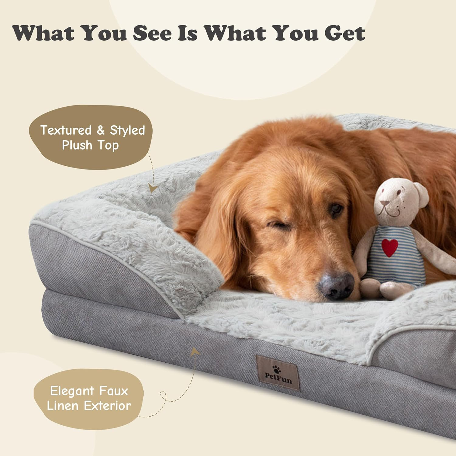 XXL Orthopedic Dog Bed - Washable Dog Sofa Beds for Giant Dogs, Supportive Foam Pet Couch Bed with Removable Washable Cover, Waterproof Lining and Nonskid Bottom image number 1