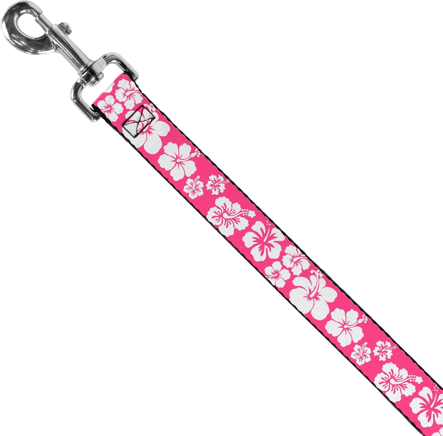 Buckle-Down DL-6FT-W30853 Hibiscus Neon Pink/White Dog Leash, 6'