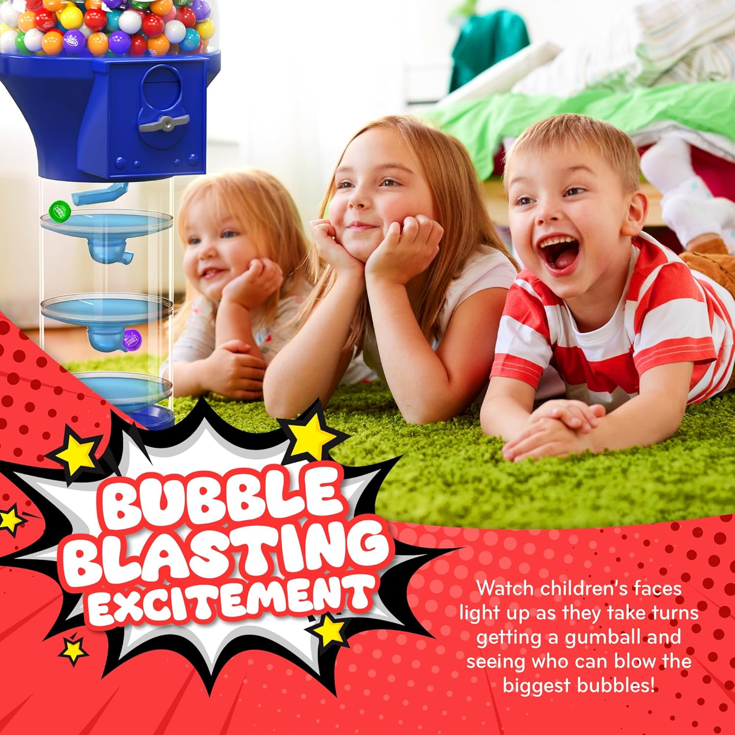 Playo 18" Big Spiral Gumball Machine Toy - Includes Aprox 113 Gum Balls - Kids Dubble Bubble Twirling Style Candy Dispenser - Birthday Parties, Novelties, Party Favors and Supplies (Blue, 18") image number 4