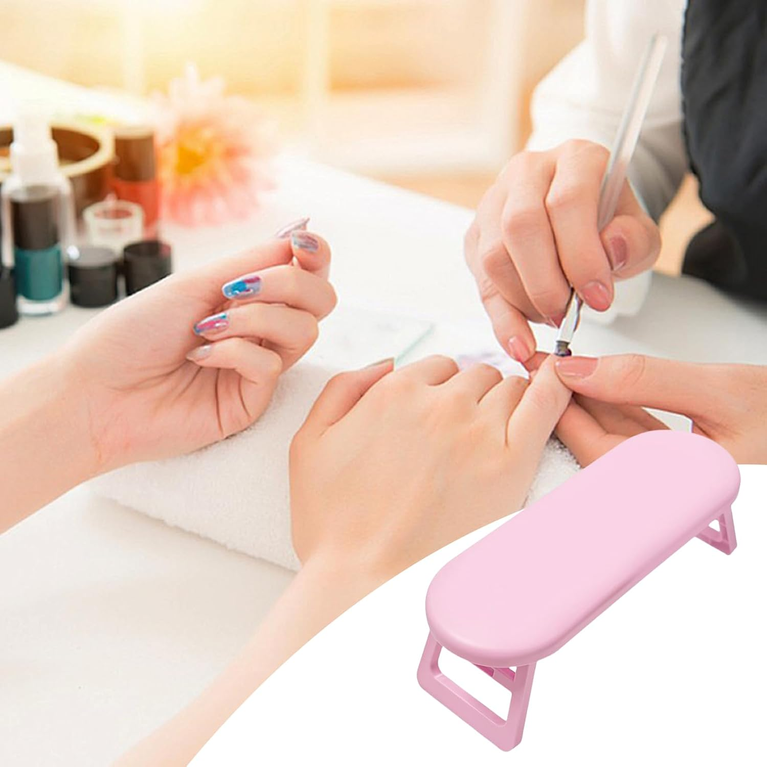 Nail Tech Hand Rest Portable,Non-Slip Arm Cushion for Manicure - Non-Slip Foldable Hand Rest for Professionals Beginners Work Station Salon Manicure Pedicure Outdoors - Gray image number 2