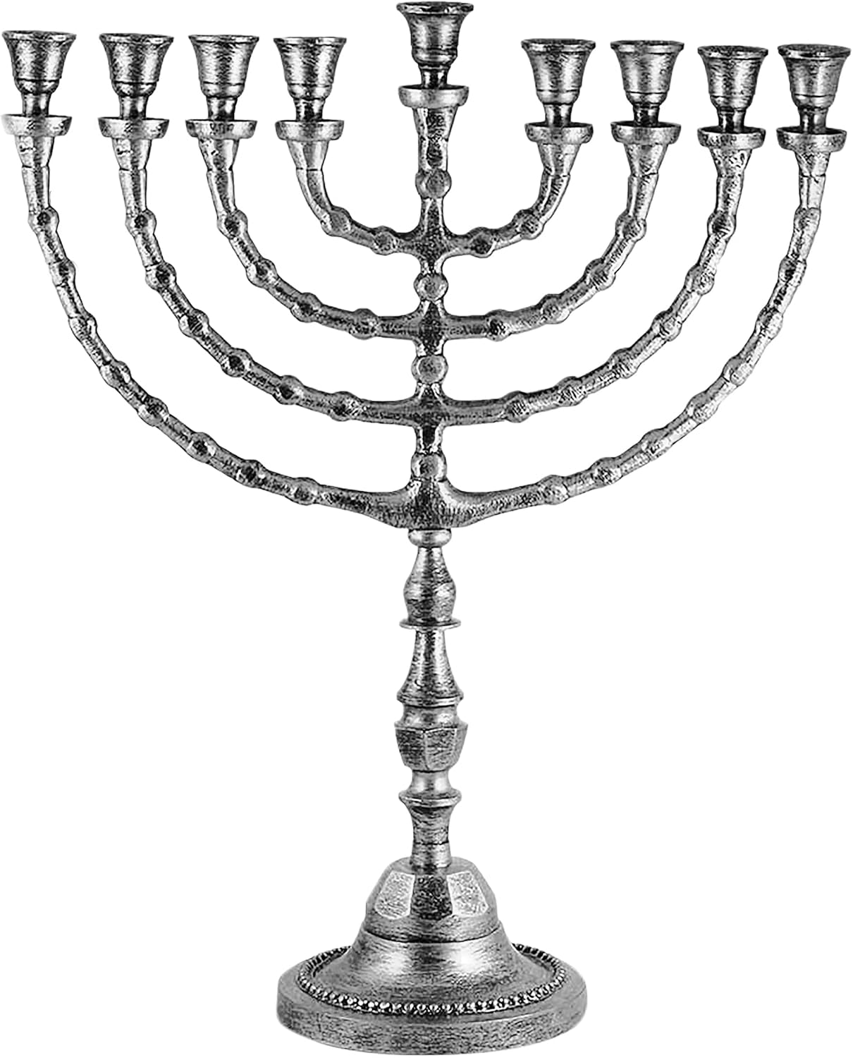 Zion Judaica X Large Traditional Menorah Uses Candles or Oil (Antique Gold) 21" Tall