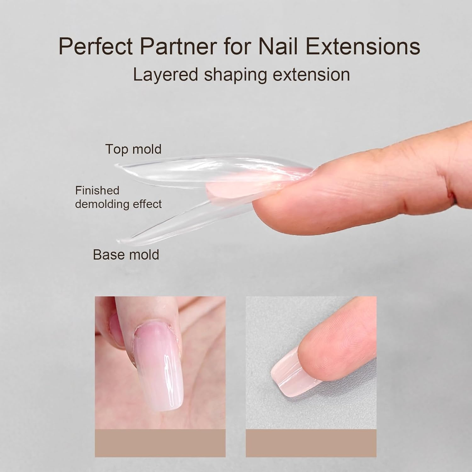 Nail Forms - Sandwich Structure Full Cover Beauty Tool,Soft Gel Nail Tips | for Home Family Travel Holiday Salon Spa Wedding Bridal Pedicure Beauty Makeup - Trapezoid image number 5