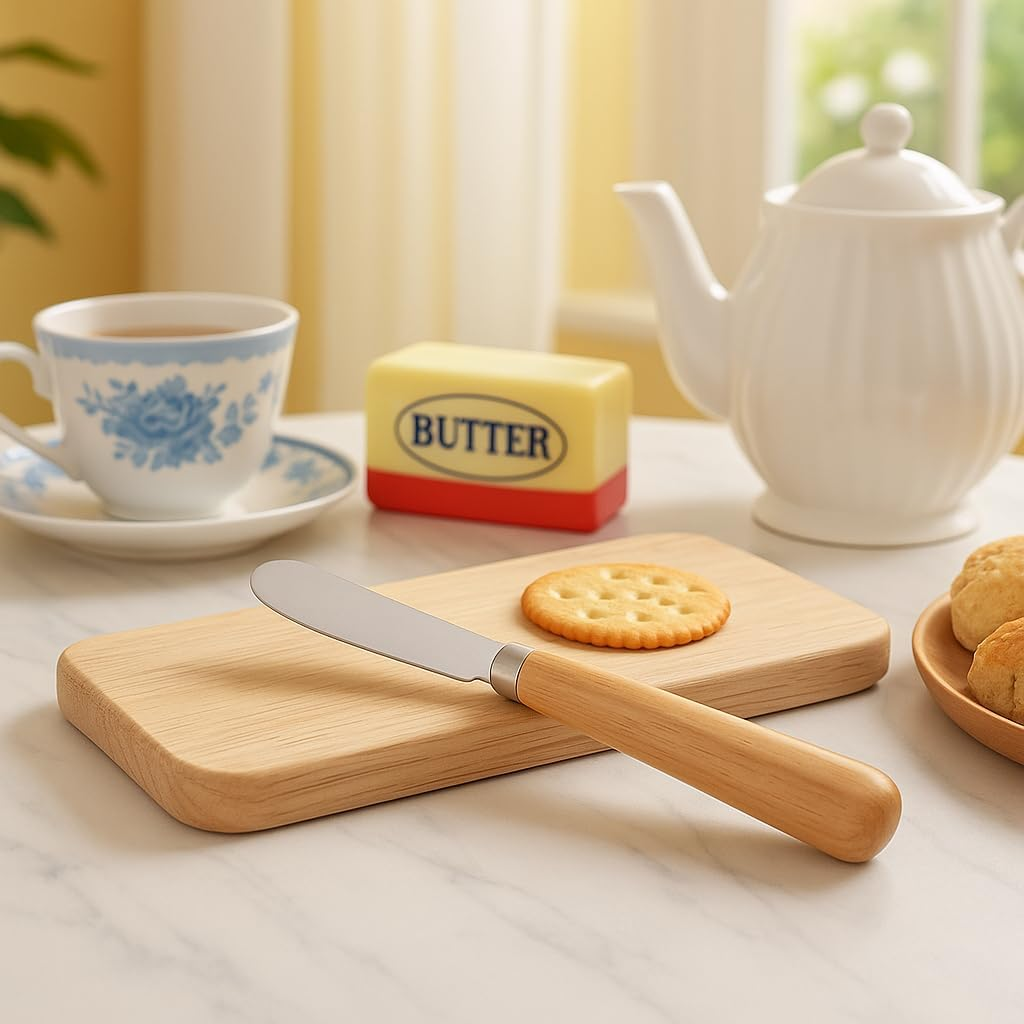 Lacusmare Butter Knives Set of 2, Wood Handle, Durable Stainless Steel Blade, Butter Knife for Smooth Spreading Butter Cream Cheese Jam, Ideal for Bagels, Sandwiches, Butter Knife Spreader 7 Inches image number 1