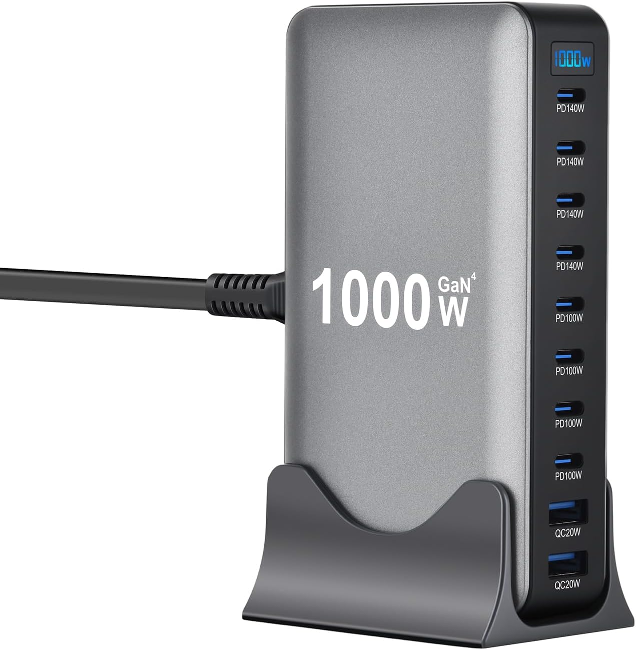1000W USB C Fast Charger Block,10 Port USB Charging Station,Gan III 10-Port Fast Charging Station Hub,Pd 3.1 140W Laptop Charger Adapter Compatible with Macbook,Dell,Steam Deck,Iphone Galaxy image number 2