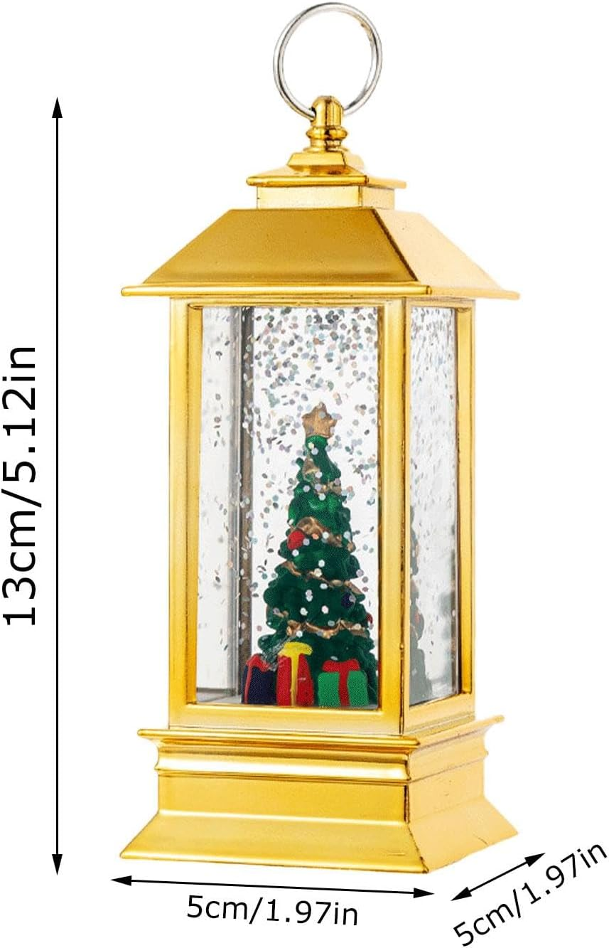 Christmas Snow Globe Lantern, LED Vintage Snow Crystal Ball Lantern Night Light, Christmas Lantern Lights, Portable Night Light Snow Globe for Gate, Yard, Garden, Patio image number 5