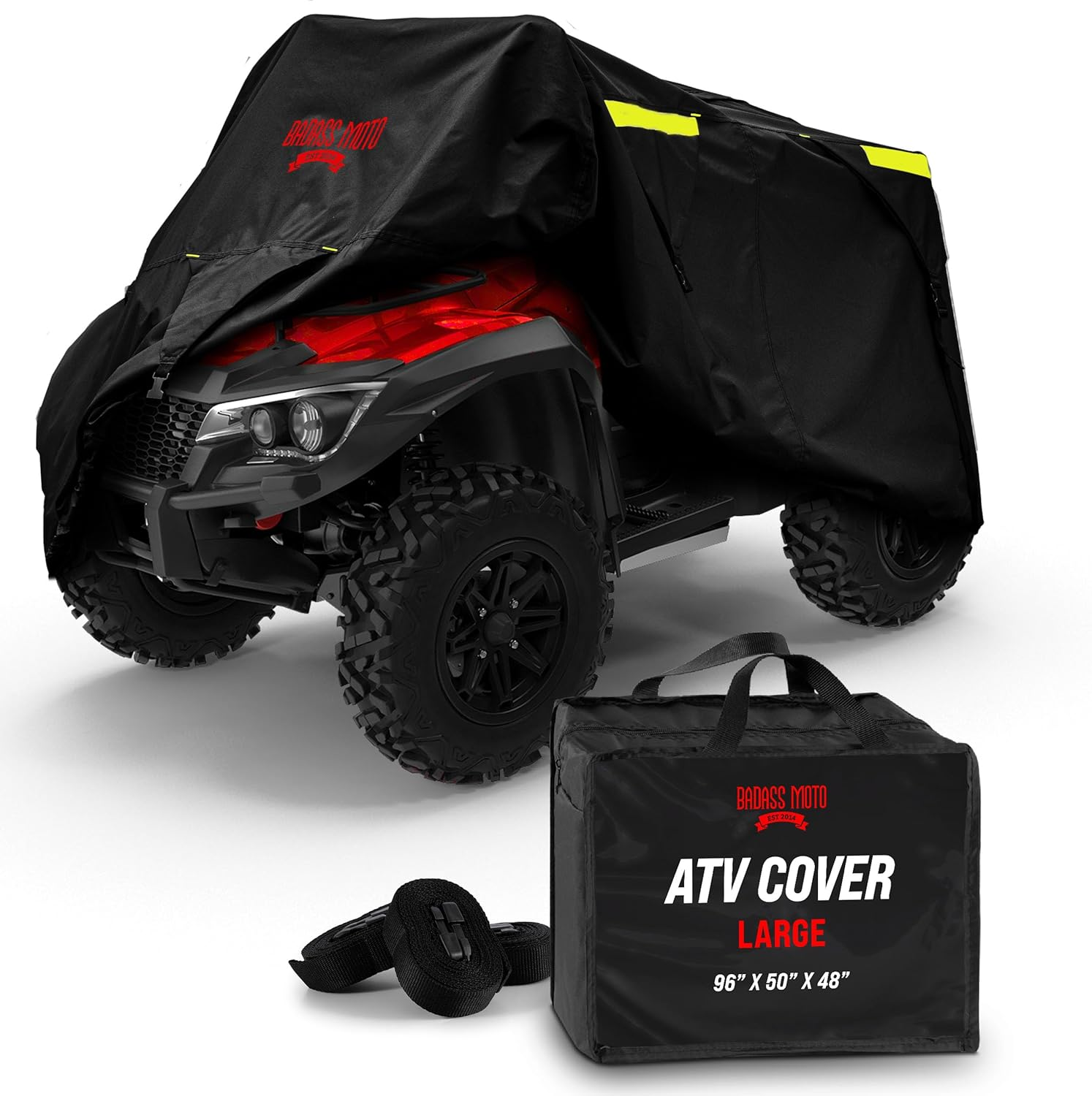 Badass Moto ATV Covers Waterproof Outdoor Ultimate Heavy Duty, Night-Reflective Quad Cover, 4 Wheeler Cover, Easy-Access Zipper & Vents Four Wheeler Accessories - ATV Gifts, Large 95" Long image number 3