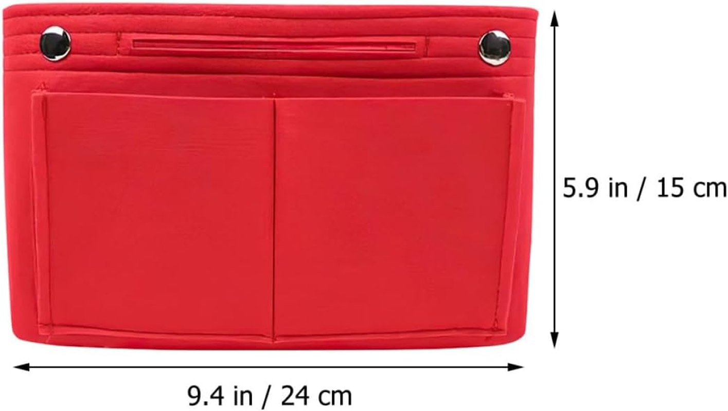 Ibasenice Large Capacity Purse Organizer Insert Felt Bag Organizer Tote Handbag Insert Multi-Compartment Liner Red 24X15X8Cm image number 2