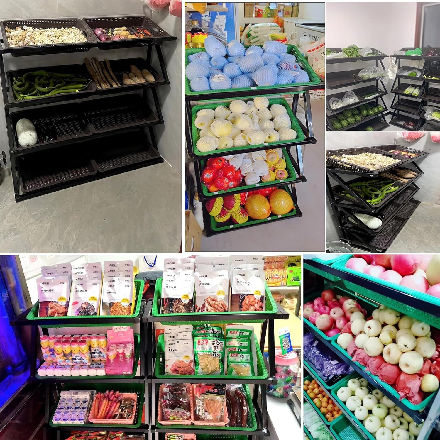 Snack Storage Rack Storage Baskets， Retail Fruit Vegetables Food Holder(120X35X110Cm/47.X13.8X43.3In) image number 4