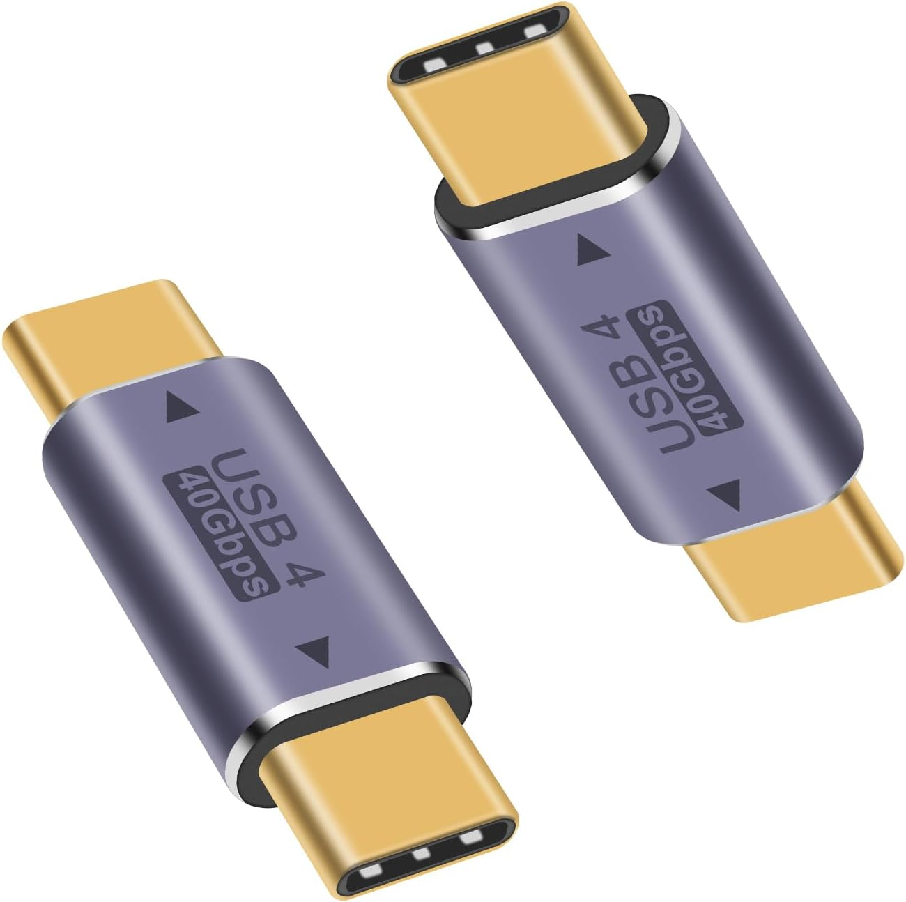 Danfetsoy USB C Male to USB C Male Adapter 40Gbps, Type C Male to Connector Adapter Support 100W, 40Gbps for Laptop, Tablet, Phones (Silver, 2 Pack)