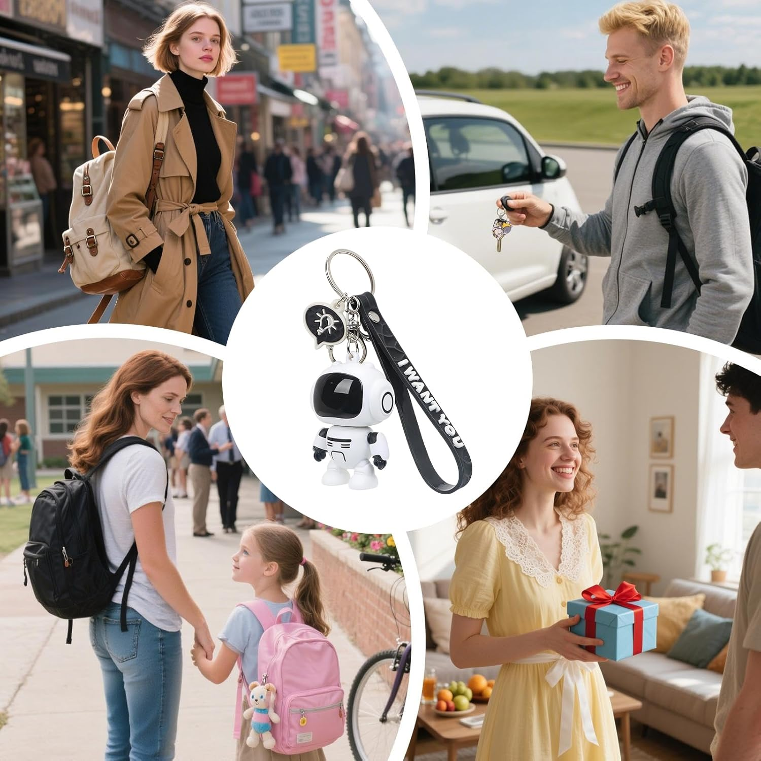 Gcerfby Purse Charm - Joint Movable Robot Pendant - Glowing Eyes Design Backpack Charm - for Women Men Wallet Schoolbag Handbag Home Car Travel - Red image number 6