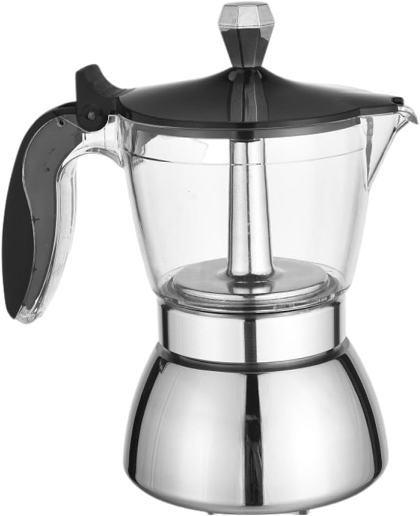 HIAKDOFT Mocha Coffee Maker Hand Brewing Coffee Pot 4-Cup 200Ml Glass Stovetop Espresso Maker for Home Kitchen Use