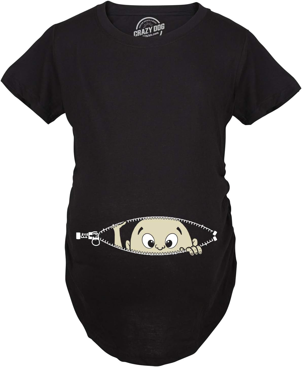 Crazy Dog T-Shirts Maternity Baby Peeking T Shirt Funny Pregnancy Tee for Expecting Mothers image number 3