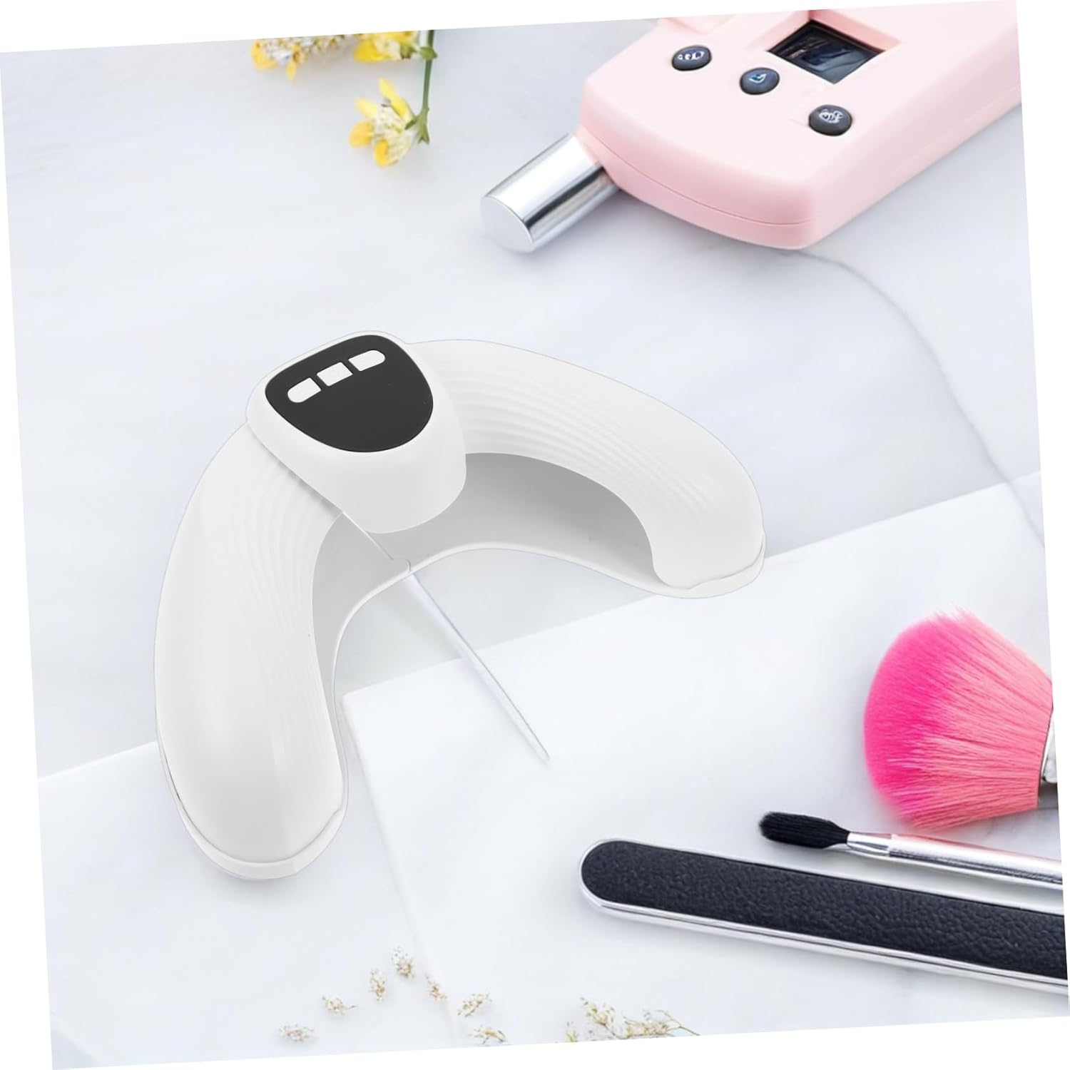 FOYTOKI UV LED Nail Dryer U Shaped Dual Light Source Gel Polish Lamp with Automatic Sensor Fast Curing for Home and Salon Use Portable Stretchable Design for Efficient Manicures