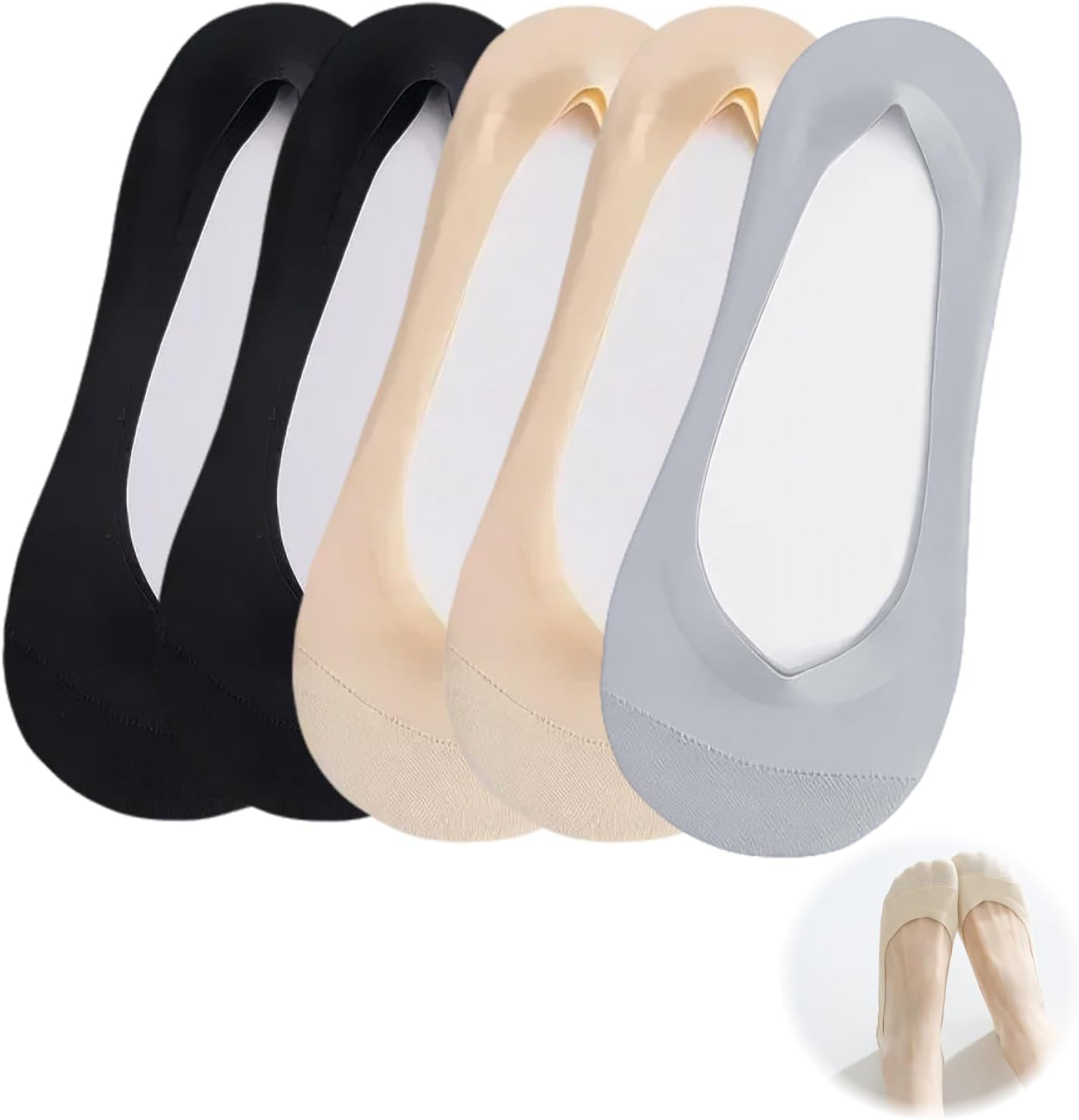 Ultra Low Cut Liner Socks for Women, No Show Non-Slip Hidden Invisible Socks for Flats and Boat Shoes, Comfortable Summer Sock Packs of 5 Pairs, Perfect for Everyday Wear image number 5