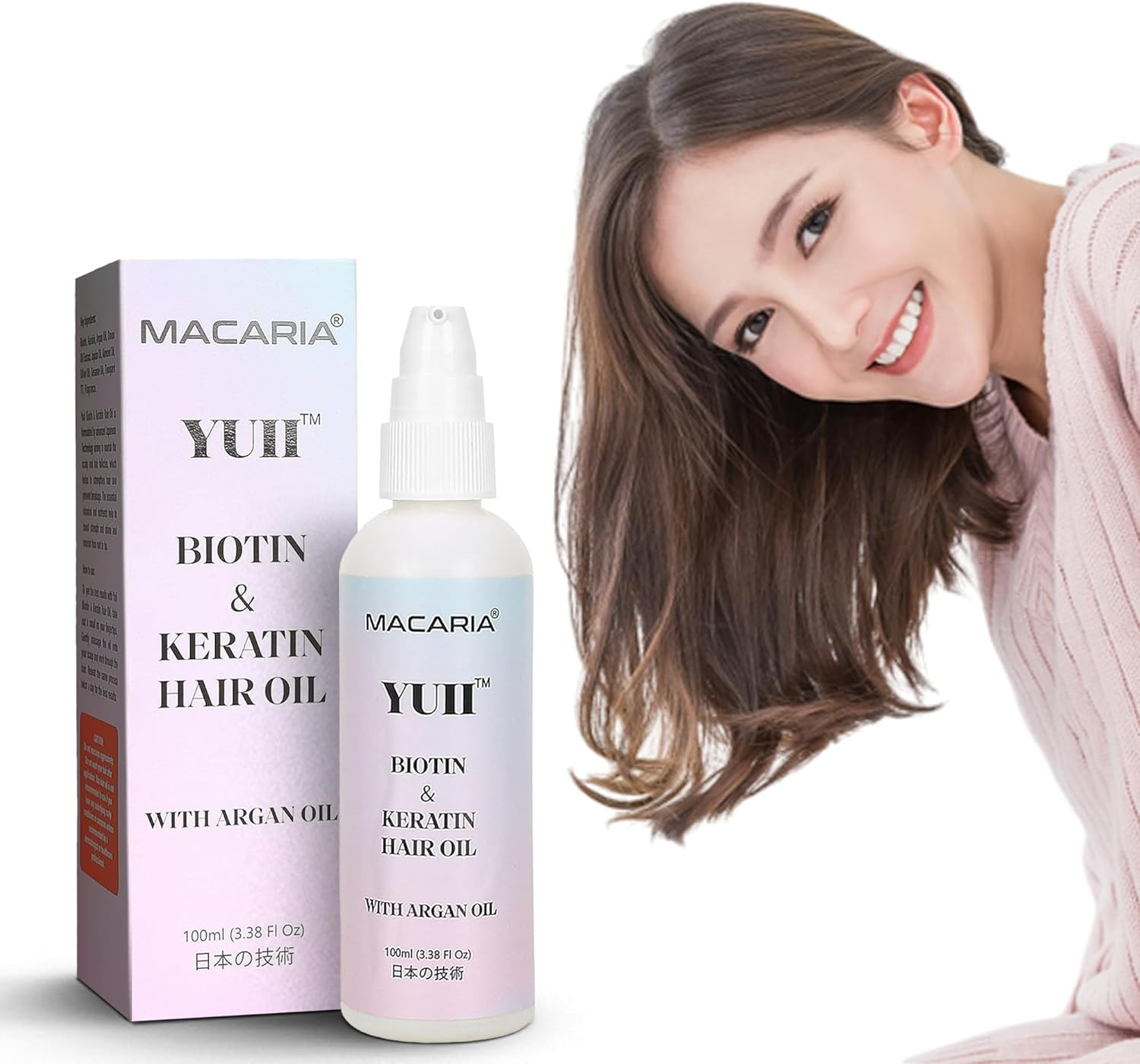 Yuii Hair Growth Oil with Biotin & Keratin &ndash; Nourishing Argan & Castor Oil &ndash; Japanese Technology for Frizzy, Dry, and Damaged Hair &ndash; Natural Treatment for Men & Women - with Organic Jojoba & Olive Oil image number 1