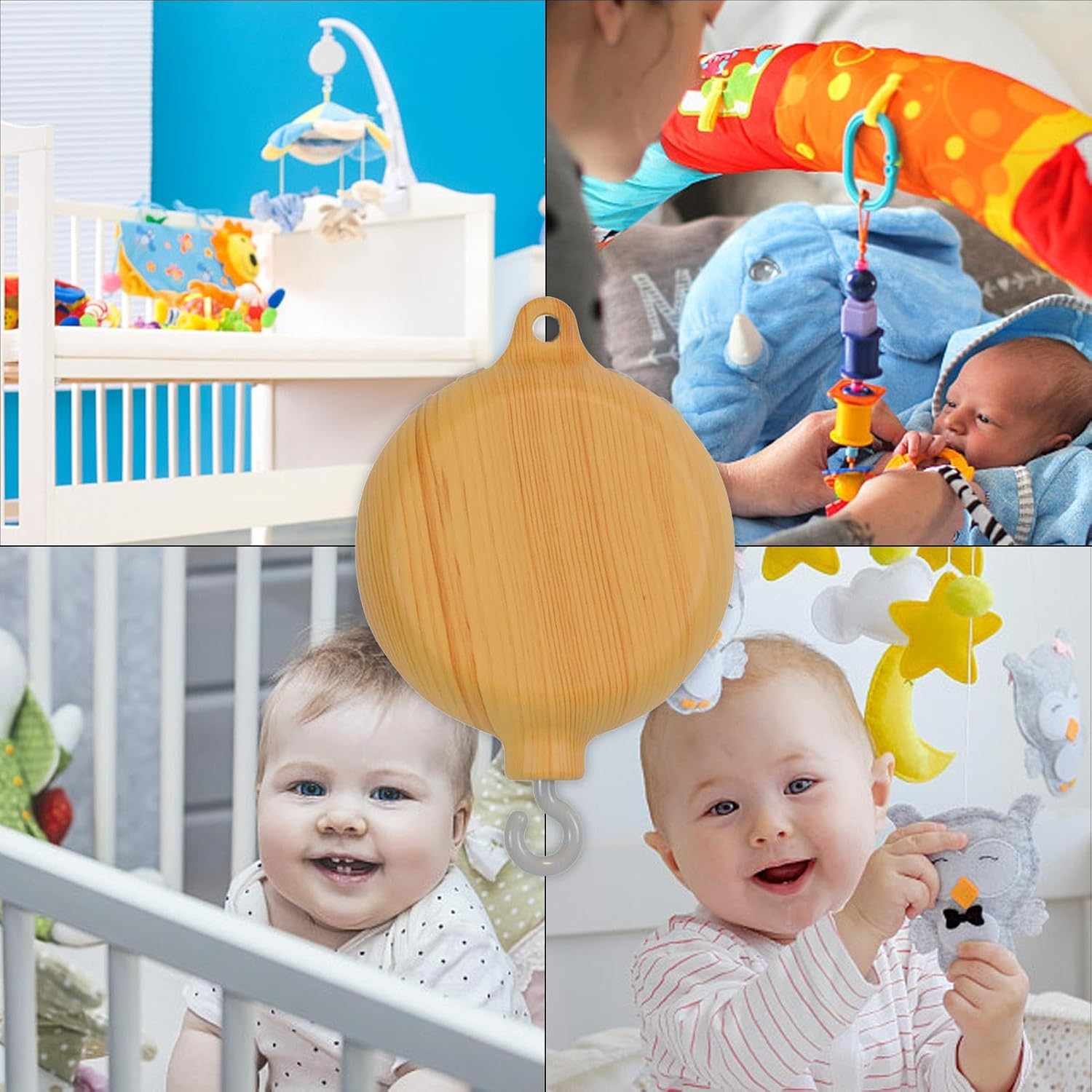 Babies Mobile Rotary Music Box, 35 Songs Nursery Wind Bell Mobile,Children Music Box Imitation Wood Spinner Nursery Music Wind Bell image number 3