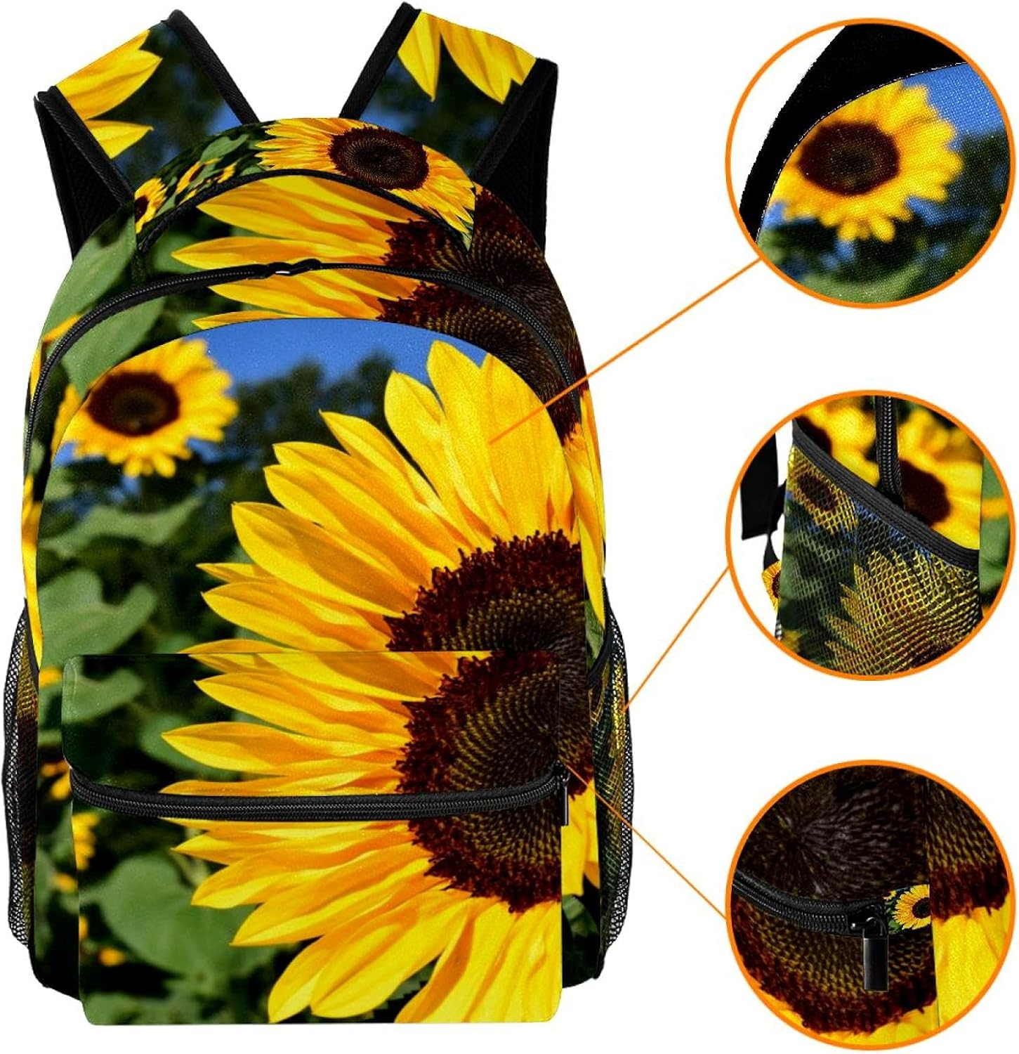 Sunflower Backpack Students Shoulder Bags Travel Bag College School Tote Backpacks image number 5