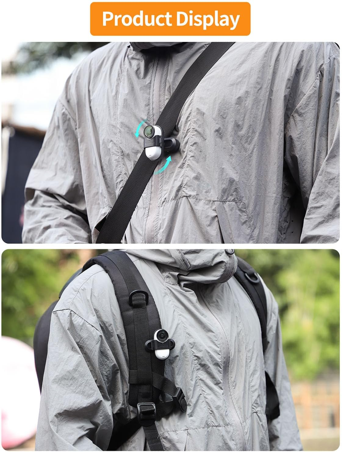 YUULNMOP 360&deg; Rotation Backpack Hat Clip Mount Compatible for Insta360 Go 3/Go 3S,Vertical & Horizontal Quick Release Clamp Adapter Mount for Insta360 Go 3S image number 6