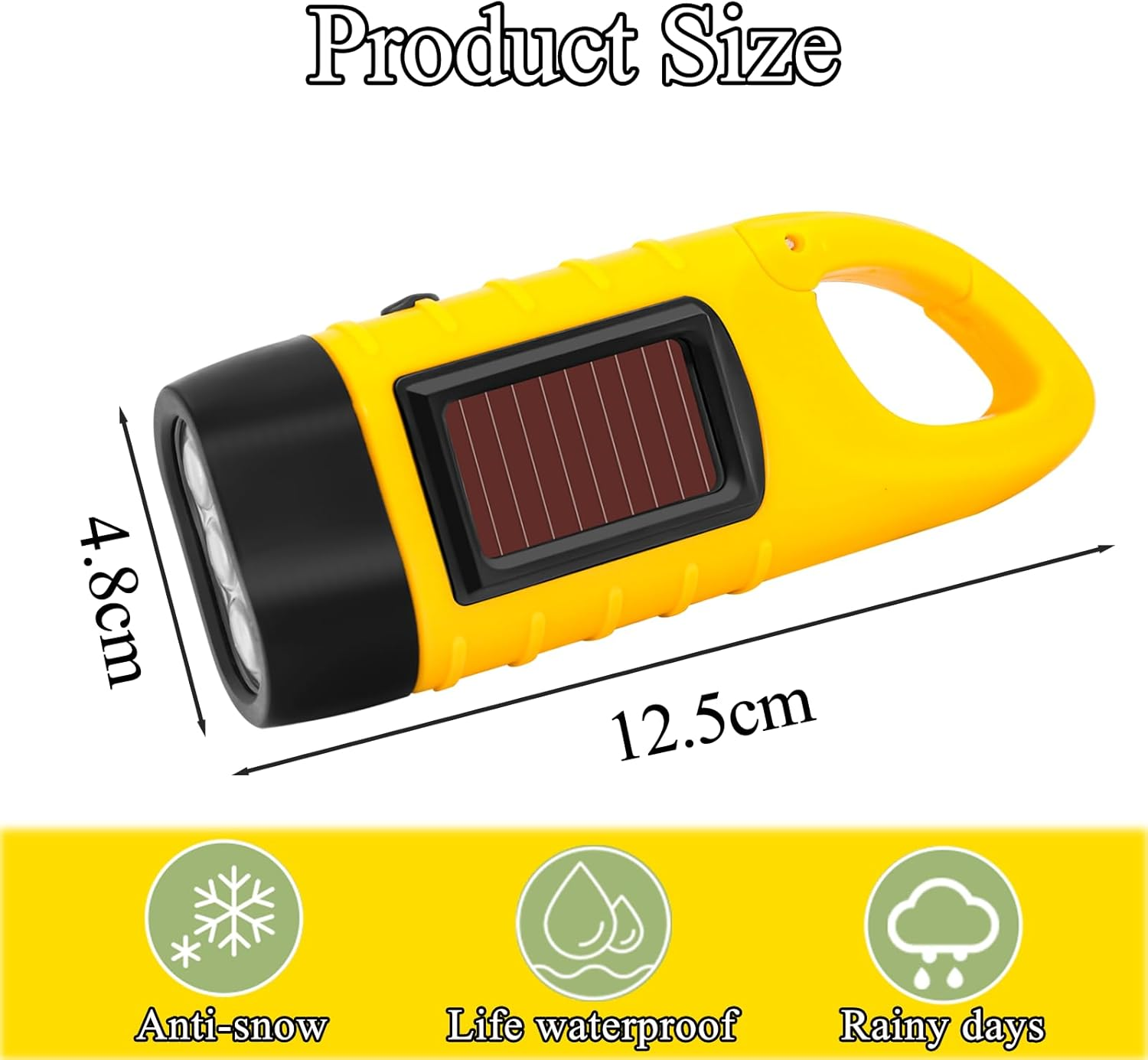 SUNNIFLY Torch Crank Emergency Torch with Crank and Solar Crank Torch for Outdoor Travel Camping and Adventure (Yellow) image number 5