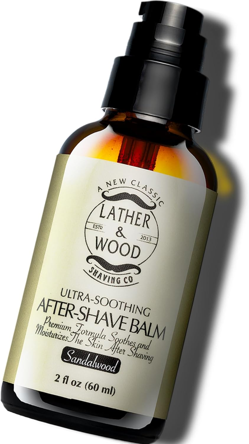Leather and Wood Best After-Shave Balm, Sandalwood Scent, Premium Aftershave Lotion, Soothes and Moisturizes Face after Shaving, Does Not Dry the Skin, Eliminates Razor Burn for a Silky Smooth Finish image number 6