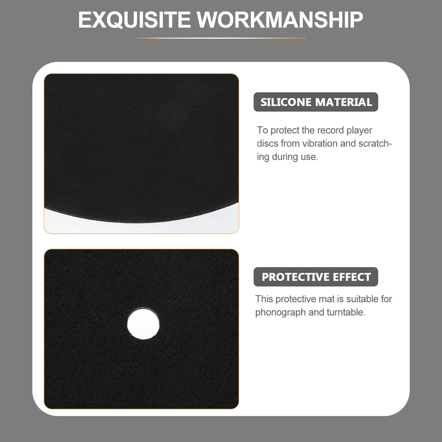 Milisten Turntable Mat 7 Inch 3Mm Thickness Felt Disc Pad Vinyl Record Mat image number 3