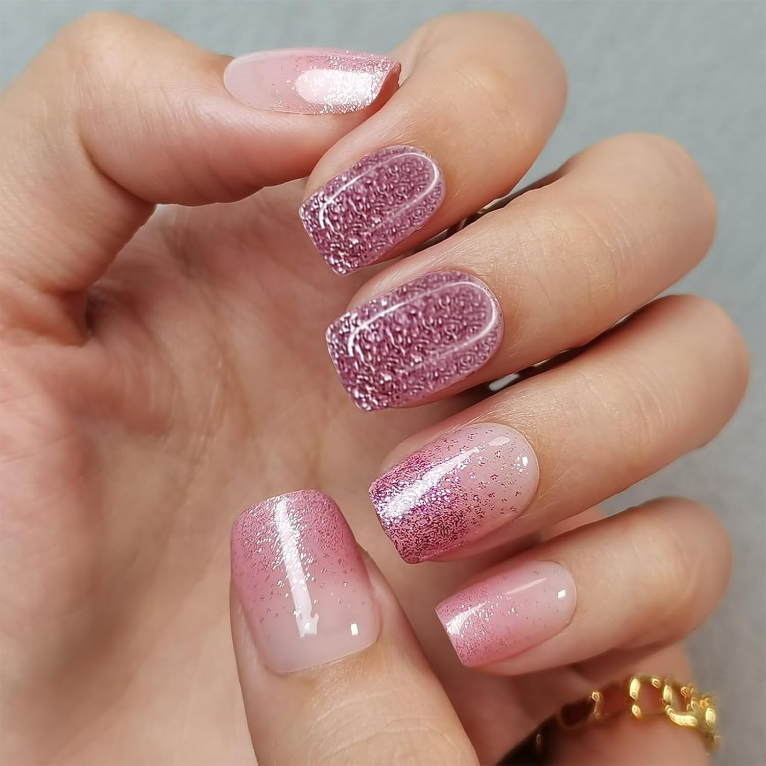 Mrltau 24 X Press on Nails, Short, Short Fingernails for Sticking, Acrylic False Nails for Sticking, Fingernails, Design Artificial Nails, Short image number 1