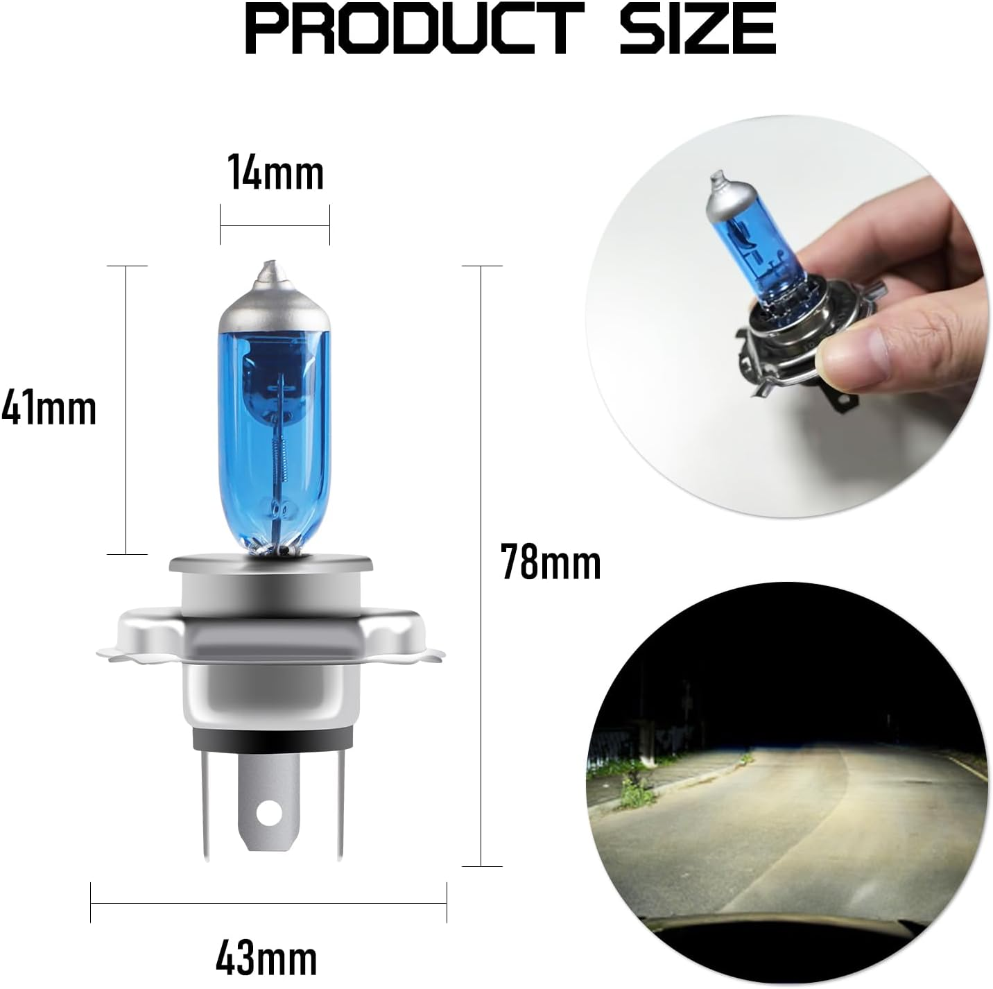 Kaidengzhe H4 Halogen Bulbs 12V 100/90W - 10-Pack Ultra Bright H4 Headlight Conversion Kit, H4 9003 Halogen Headlamp Car Headlights Replacement for Daytime Running/Fog Lights (Universal Fit) image number 6