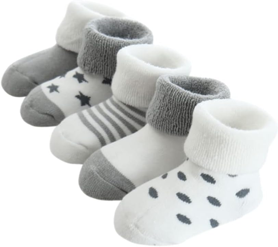 Fedmois Pack of 5 Baby Winter Socks Thick Thermal Socks Cotton Lined image number 3