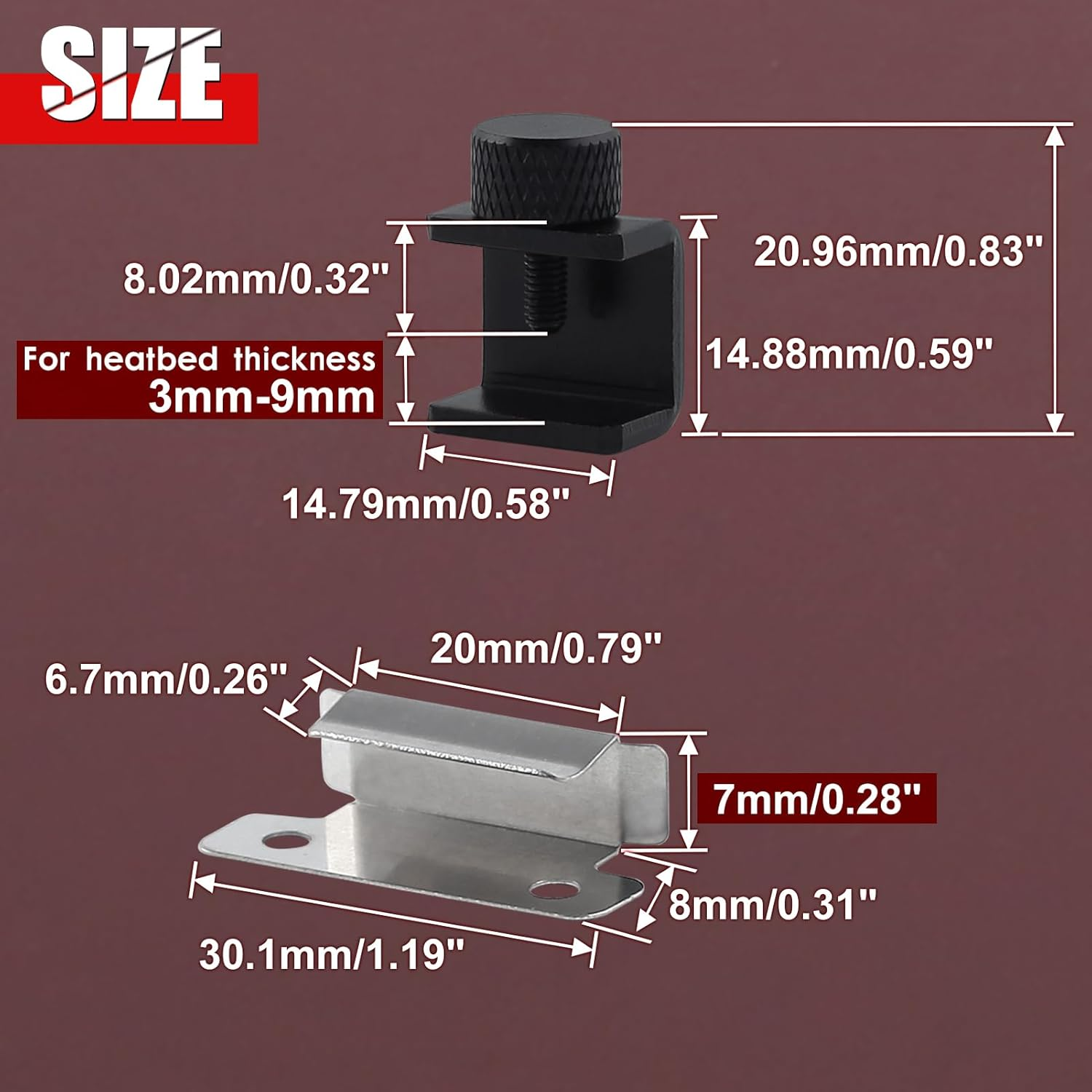 8PCS 3D Printer Bed Clips Clamps Ender 3 Glass Plate Clamps 3D Printer Build Plate Clips 3D Printer Heated Bed Glass 3D Printer Fix Clamp Adjustable Fixed Clips Glass Bed Stable Clamps image number 1