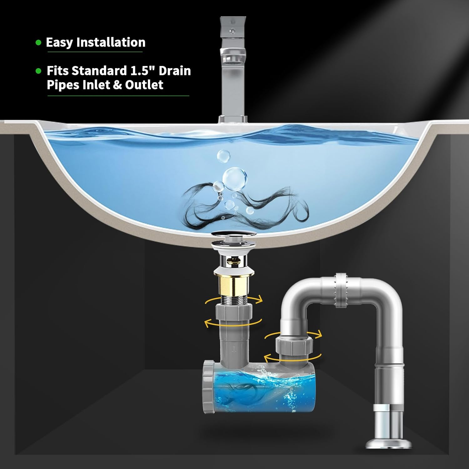 Moyretty Universal Shampoo Bowl Sink Hair-P Trap, Beauty Barber Salon Equipment PVC Material Easy Clean(1 Pack) image number 5