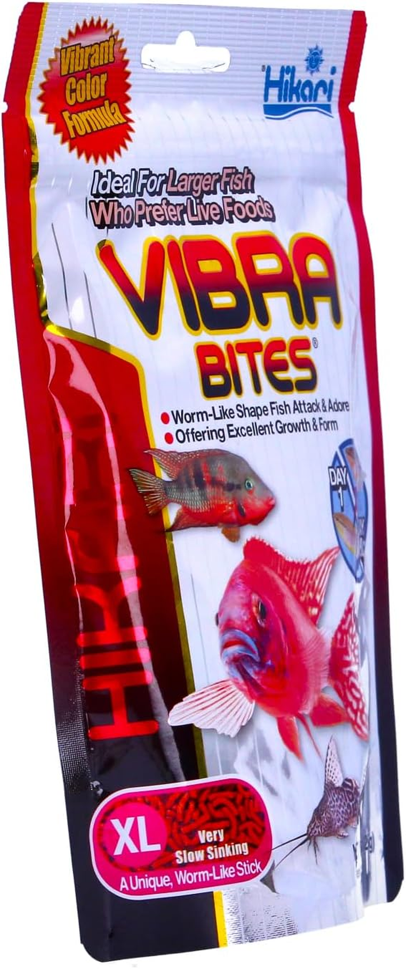 Hikari Vibra Bites XL 125G Blood Worm like Stick Slow Sinking Fish Food for Colour image number 1