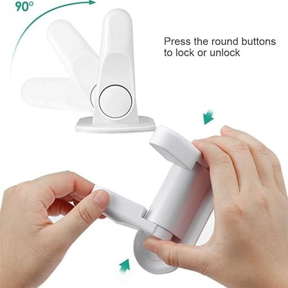 4 Pack Door Lever Lock Child Proof-White Door Locks Design for Kids Safety-Child Proof Doors & Handles 3M Adhesive (No Drilling) and Perfect for Door,Cabinet,Windows,Child-Proof & Pet-Proof image number 2