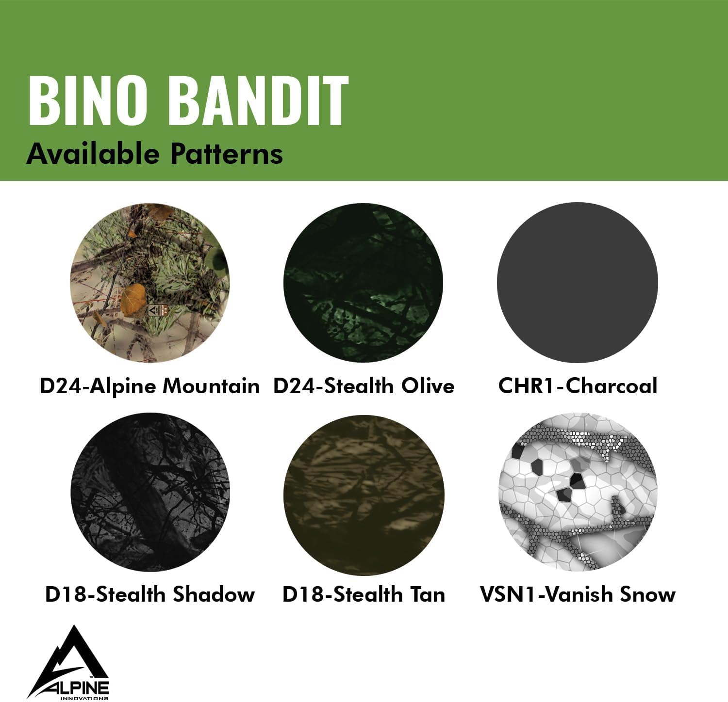 Alpine Innovations Binocular Vision Eye Covers, Compact Power Binocular Accessories and Gear for Hunting, Hiking, and Bird Watching, Slicker Bino Bandit - (Stealth Olive) image number 5