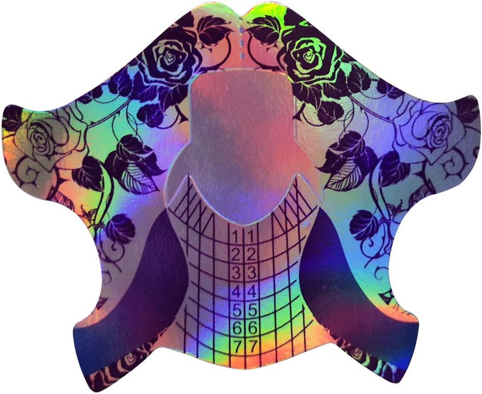 Fingerangel 500Pcs Holographic Nail Art Extension Tips Purple Color Acrylic Nail/Uv GEL Nail Form Guide Stickers, Nail Art Equipment for Salon image number 2