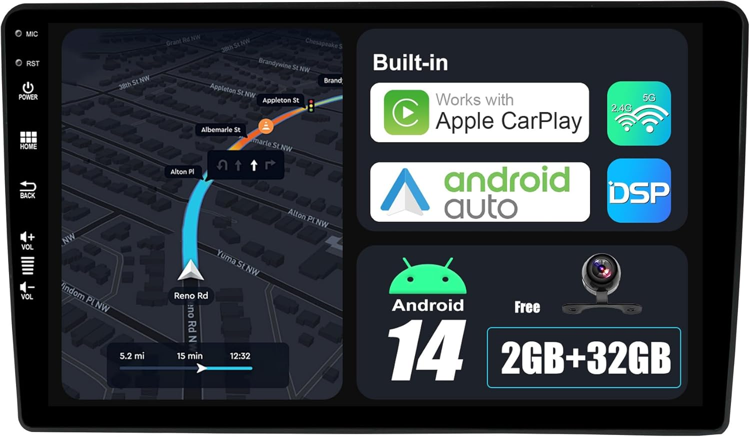 Android 14 IPS Car Stereo for Hyundai H1 Grand Starex 2007-2014 - 2G+32G - Wireless Carplay/Android Auto - Rear Camera Free - 9 Inch 2 Din - DAB Steering Wheel Fast-Boot DSP Bluetooth Wifi image number 2