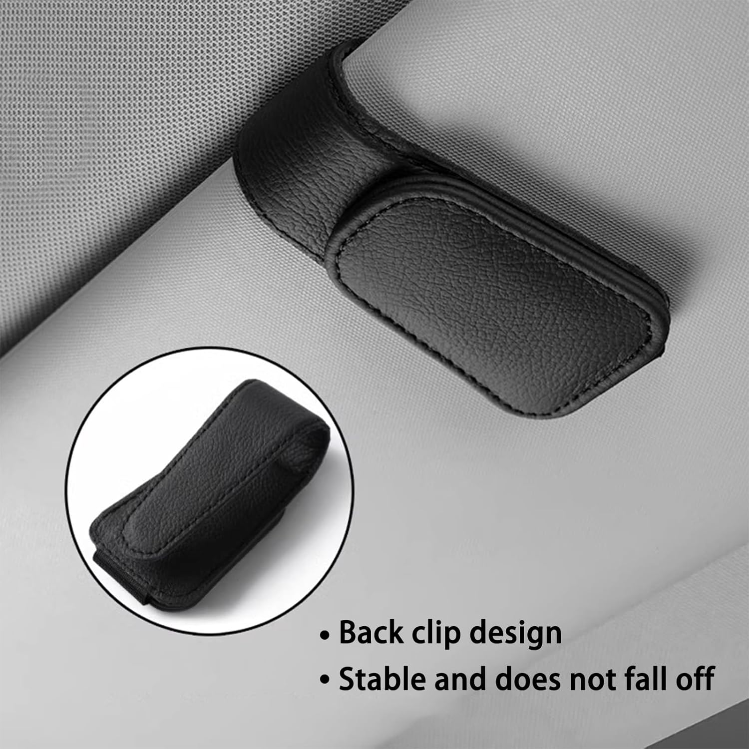 Magnetic Leather Sunglass Holder for Car Universal Sunglasses Clip for Car Visor Auto Interior Accessories for Different Size Eyeglasses Car Accessories Black
