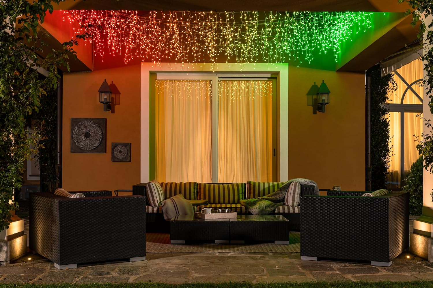 Twinkly Icicle 190 LED Rgb+White, Outdoor and Indoor LED Waterfall Lights, Smart RGB and White Lights, Compatible with Alexa, Google Home, IP44, App Control, Transparent Wire, 18Ft image number 1