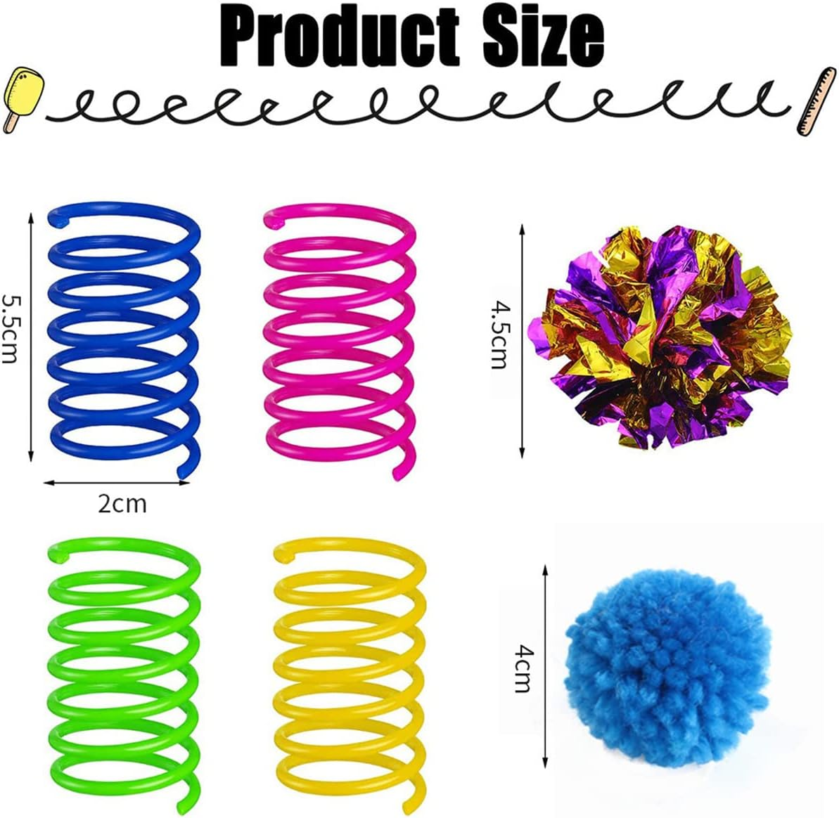 14Pcs Crinkle Balls Cat Toy Spring Cat Toy, Interactive Kittens Toys with Rustle Sound for Playing and Interacting with Cats image number 5