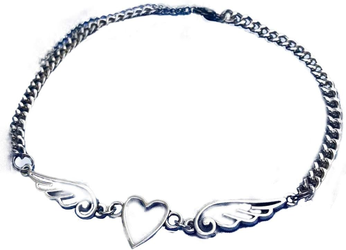 Angel Heart Wing Choker Gothic Indie Stuff Y2K Hollow Out Pendant Chain Necklace for Women Men, Metal image number 2
