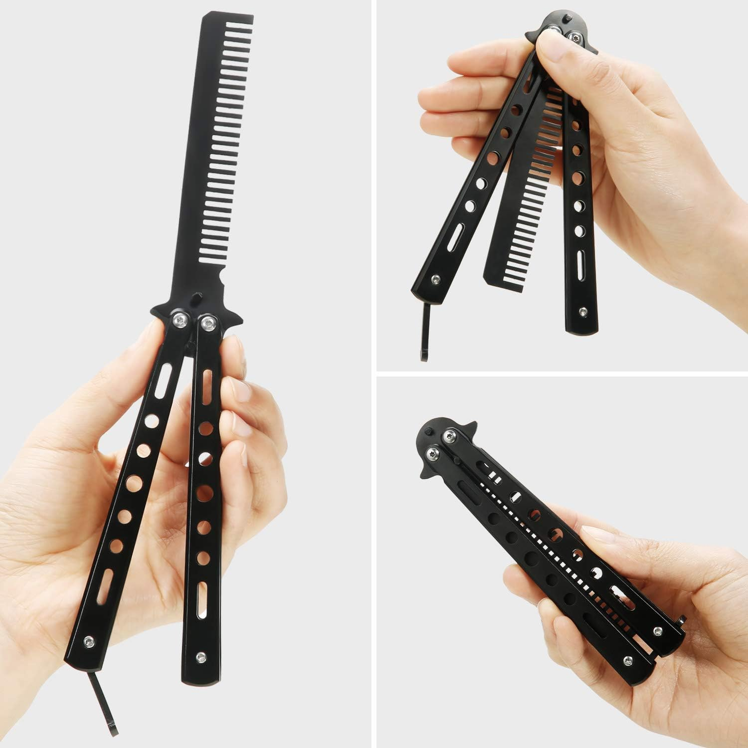 Practice Butterfly Comb, Professional Training Comb, Metal Folding Practice Tool, Portable and Multifunctional, Hair Styling Tools for Sport Outdoor Use image number 1