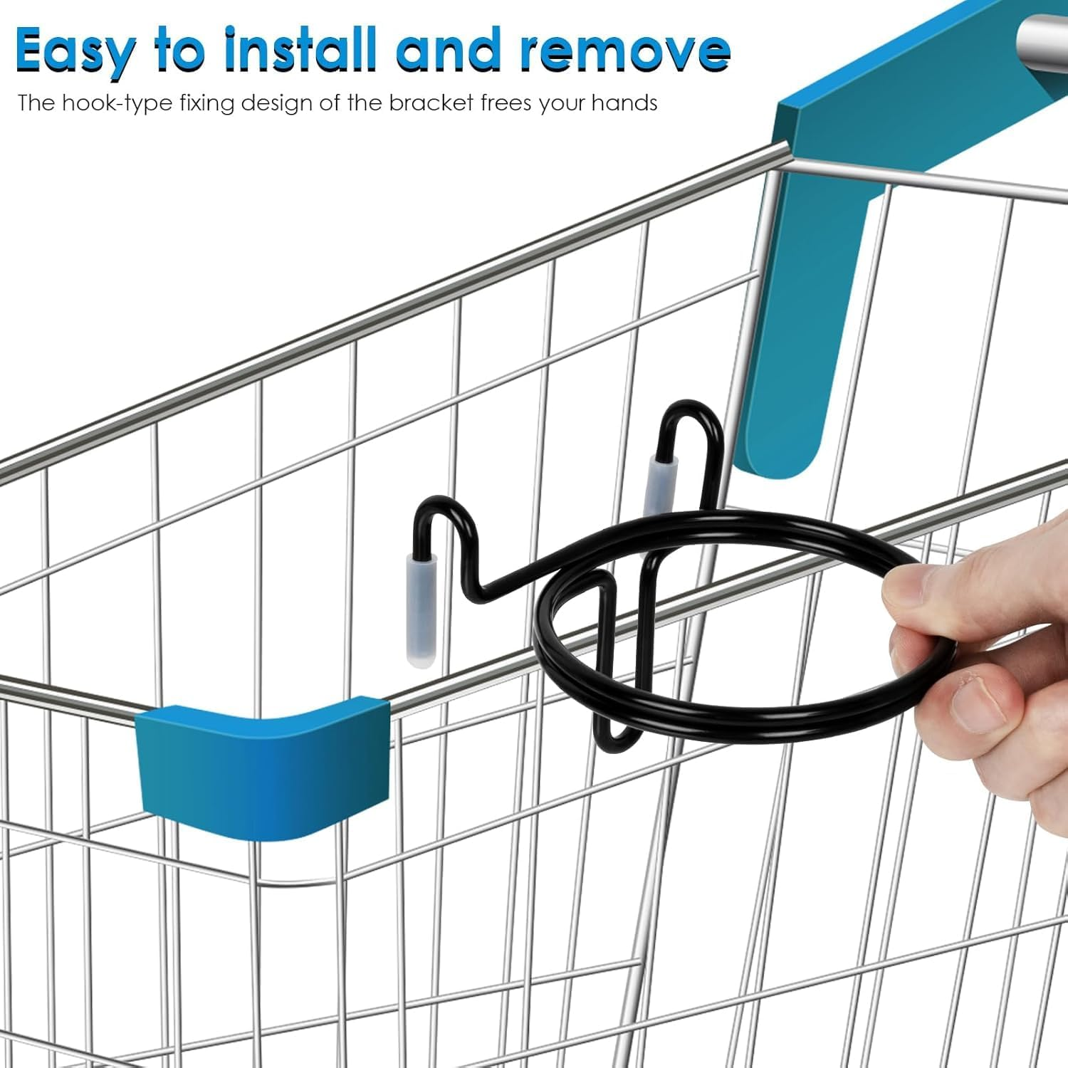 Stainless Steel Shopping Cart Cup Holder, 1Pc Stainless Steel Shopping Cart Cup Drink Holder,Metal Shopping Cart Cup Holder,Portable Shopping Cart Cup Holder,Metal Shopping Cart Water Cup Holder image number 3