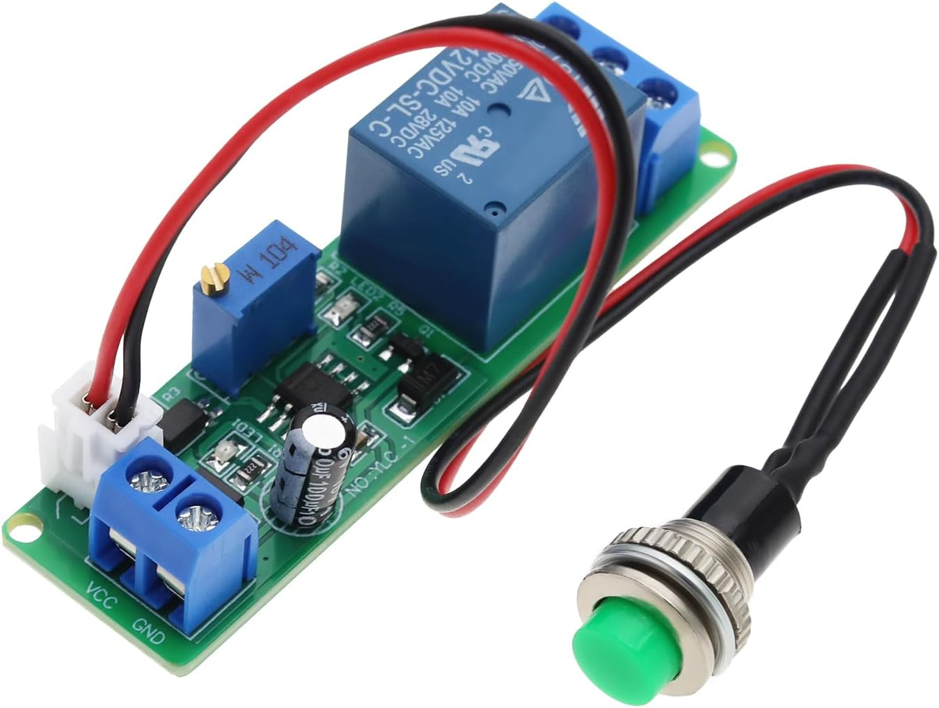 SING F LTD DC 12V Adjustable Timer Delay Turn off Module 10A 250VAC/10A 30VDC for Automation Equipment Robots Intelligent Product Development 69.9X19.2Mm