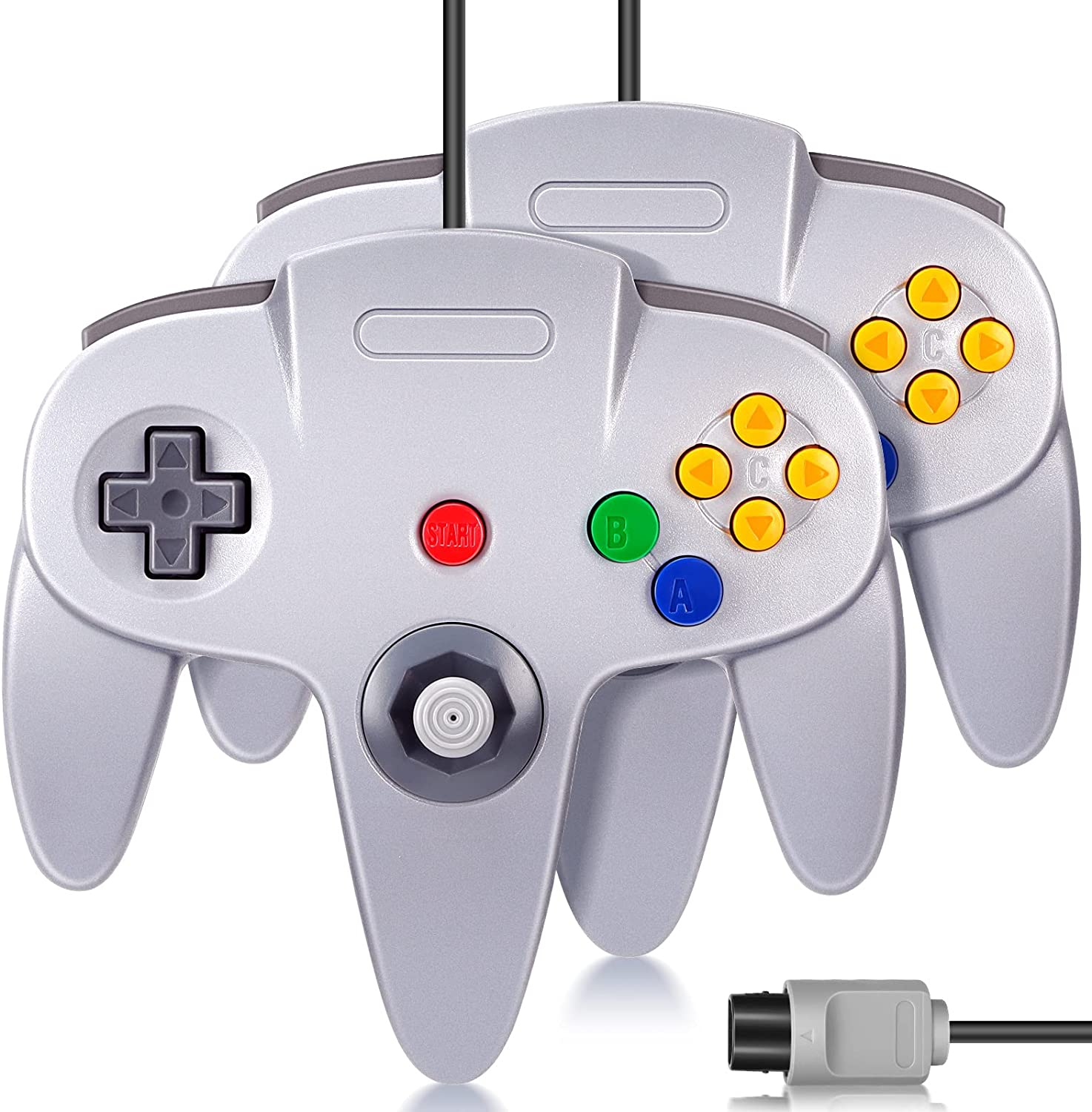 2 Pack N64 Controller, FISUPER Wired Classic Game Controller Gamepad Joystick for N64 Console (Gray) image number 6