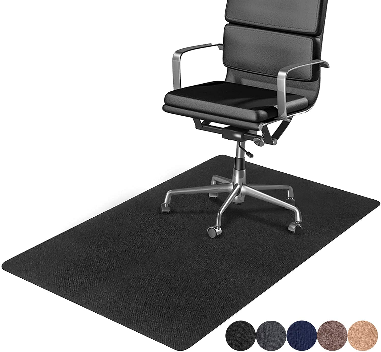 DELAM Office Chair Mat for Hardwood Floor & Tile Floor, under Desk Chair Mats for Rolling Chair, Computer Chair Mat for Gaming, Large Anti-Slip Floor Protector Rug, Not for Carpet, 47"X35", Black